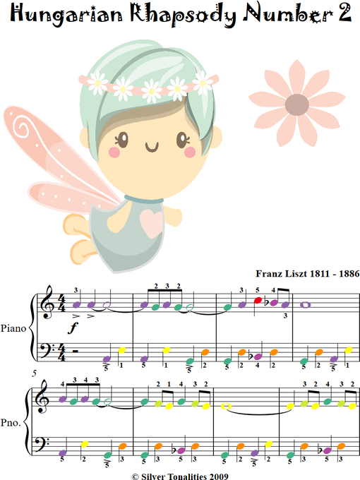 Title details for Hungarian Rhapsody Number 2 Easy Piano Sheet Music with Colored Notes by Franz Liszt - Available